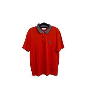 Lacoste Orange Short Sleeve Mini Pique Regular Fit Caviar Croc Polo Shirt XL